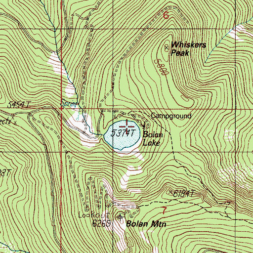 Topographic Map of Forest Service Bolan Lake Non - Motorized Boat Launch, OR