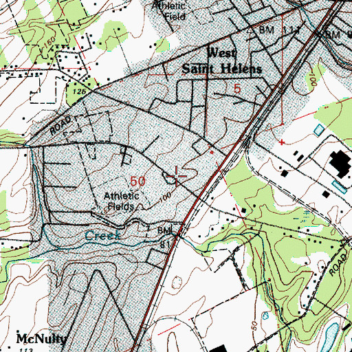 Topographic Map of Columbia County Public Health Department, OR