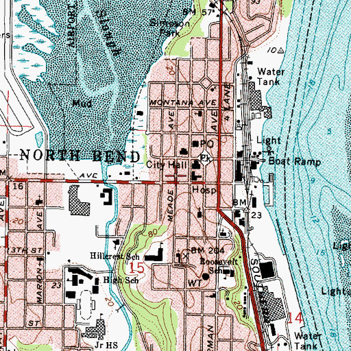 Topographic Map of Coos County Public Health Department, OR