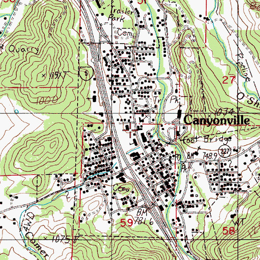 Topographic Map of Department of Motor Vehicles Canyonville, OR