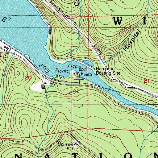 Topographic Map of Hampton Boat Ramp, OR