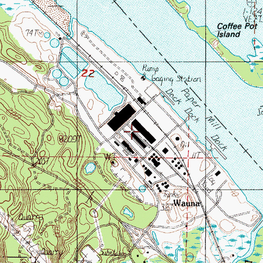 Topographic Map of James River - Wauna Mill Cogeneration Facility, OR