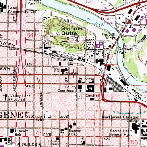 Topographic Map of Lane County Public Health, OR