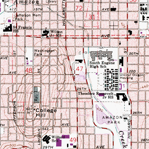 Topographic Map of Lane Memorial Blood Bank, OR