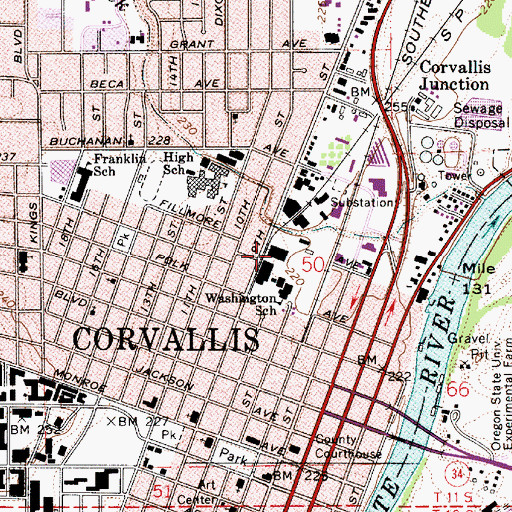 Topographic Map of Red Cross Blood Services Good Samaritan Hospital, OR