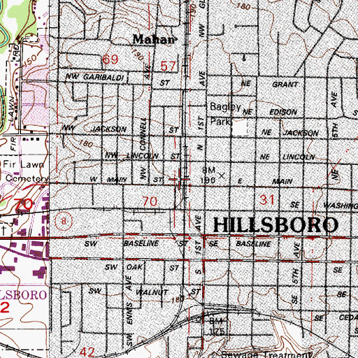 Topographic Map of Washington County Public Health Department, OR