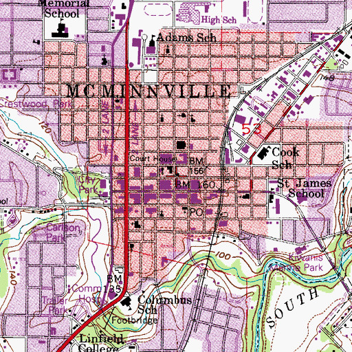 Topographic Map of Yamhill County Public Health Department, OR