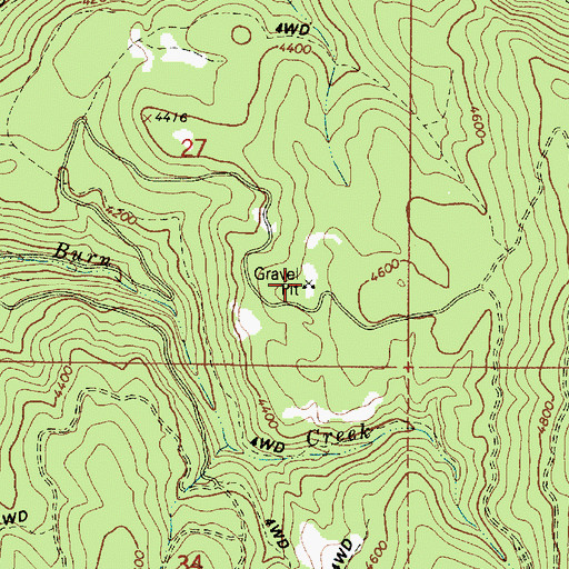 Topographic Map of Burn Creek Mine, OR
