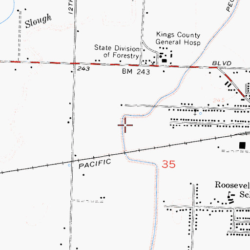 Topographic Map of Adventist Medical Center - Hanford, CA
