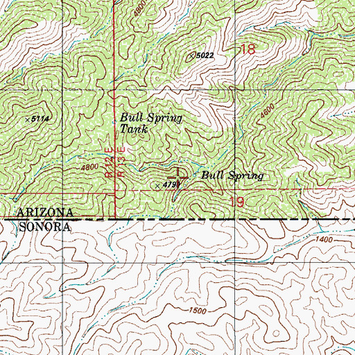 Topographic Map of Bull Spring, AZ