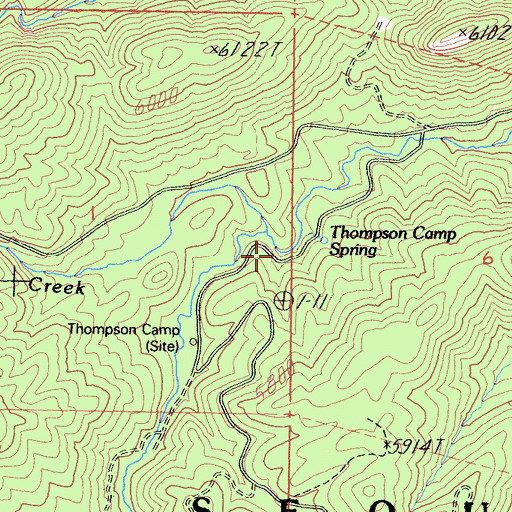 Topographic Map of Bear Creek, CA