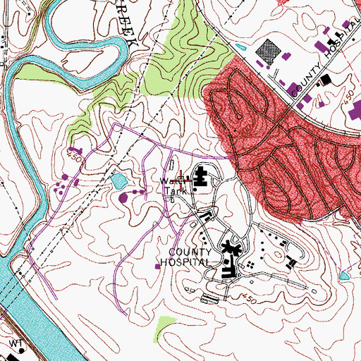Topographic Map of Kindred Hospital of Nashville, TN