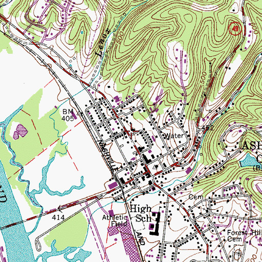 Topographic Map of Centennial Medical Center at Ashland City, TN