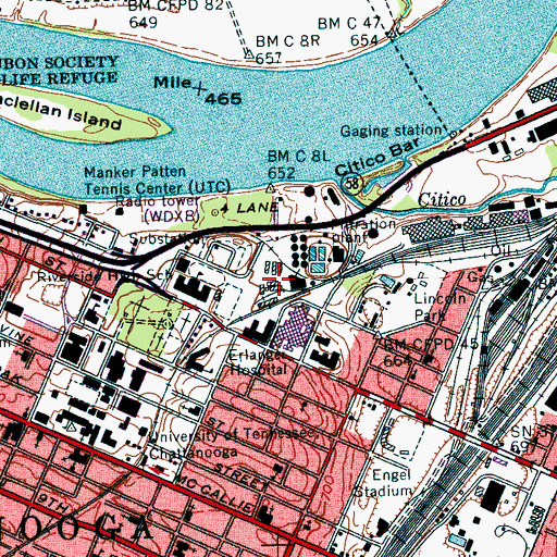 Topographic Map of Siskin Hospital For Physical Rehabilitation, TN