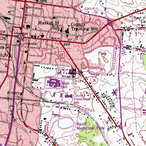 Topographic Map of McFarland Hospital, TN