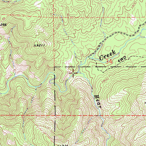 Topographic Map of Bear Creek, CA
