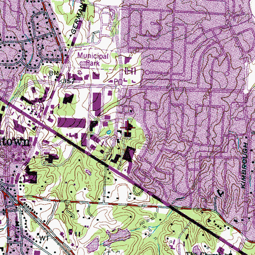 Topographic Map of Baptist Rehabilitation - Germantown, TN