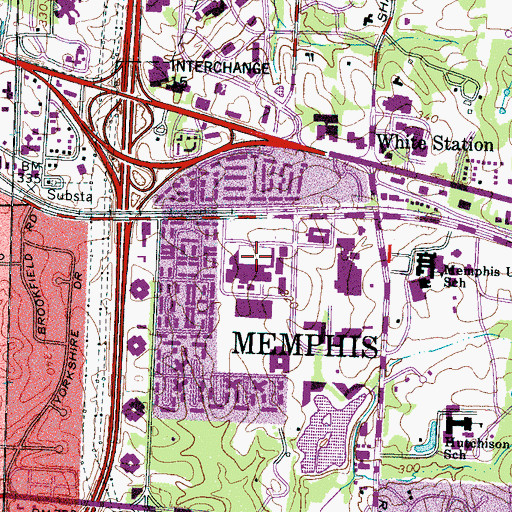 Topographic Map of Select Specialty Hospital Memphis, TN