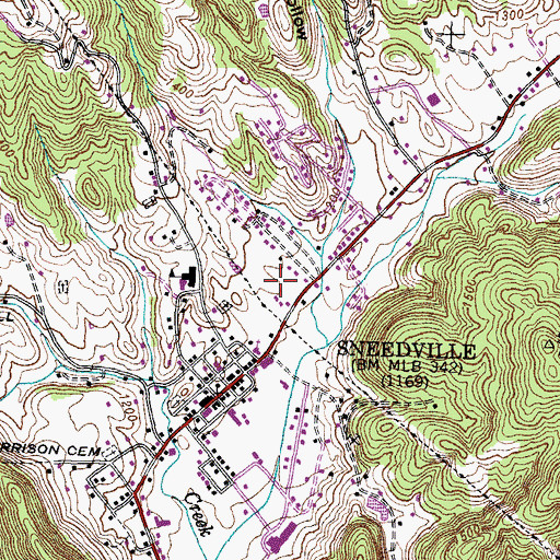 Topographic Map of Hancock County Hospital, TN