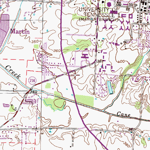 Topographic Map of HealthSouth Cane Creek Rehabilitation Hospital, TN