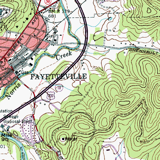 Topographic Map of Lincoln Medical Center, TN