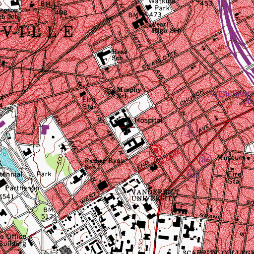 Topographic Map of Baptist Womens Treatment Center, TN