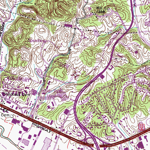 Topographic Map of Indian Path Pavilion, TN