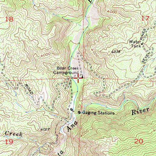Topographic Map of Bear Creek Campground, CA