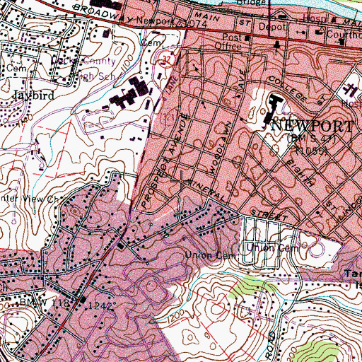 Topographic Map of Allied EMS of Cocke County, TN