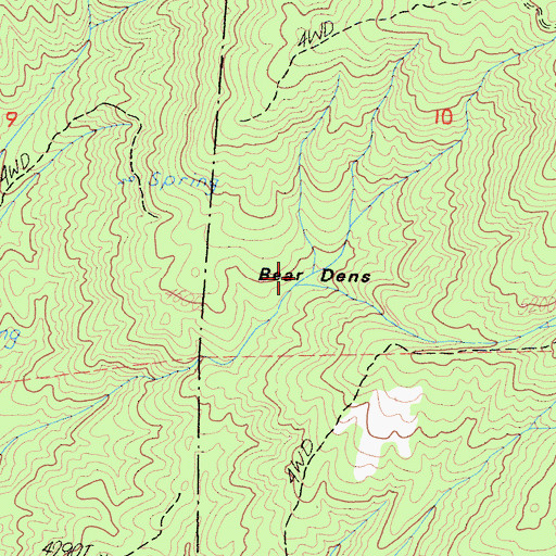 Topographic Map of Bear Dens, CA