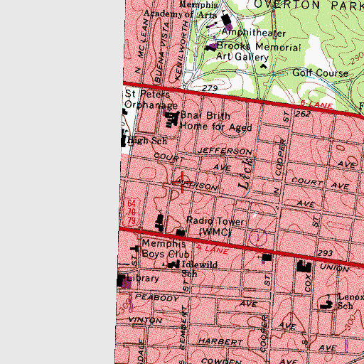 Topographic Map of ASI Memphis Ambulance Service, TN