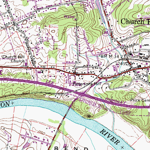 Topographic Map of Church Hill EMS, TN