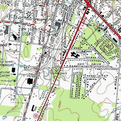 Topographic Map of Coffee County EMS, TN