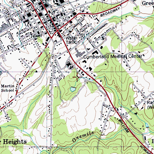 Topographic Map of Cumberland County EMS, TN