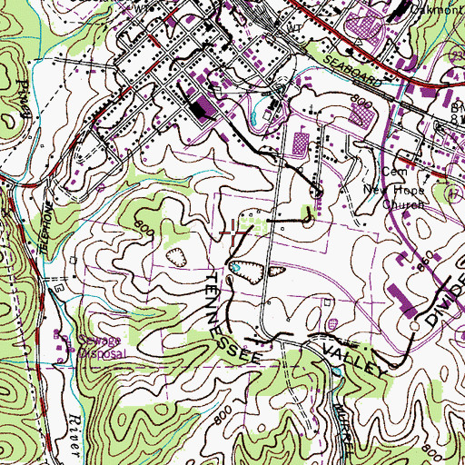 Topographic Map of Dickson County Ambulance Service, TN