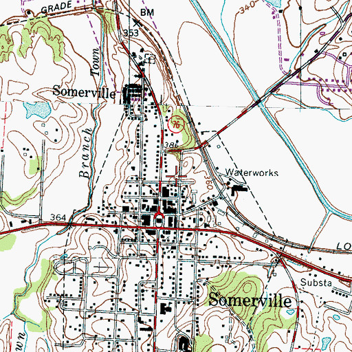 Topographic Map of Fayette County Ambulance Service, TN