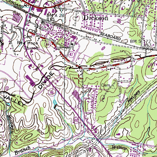 Topographic Map of First Call Ambulance Service Dickson, TN