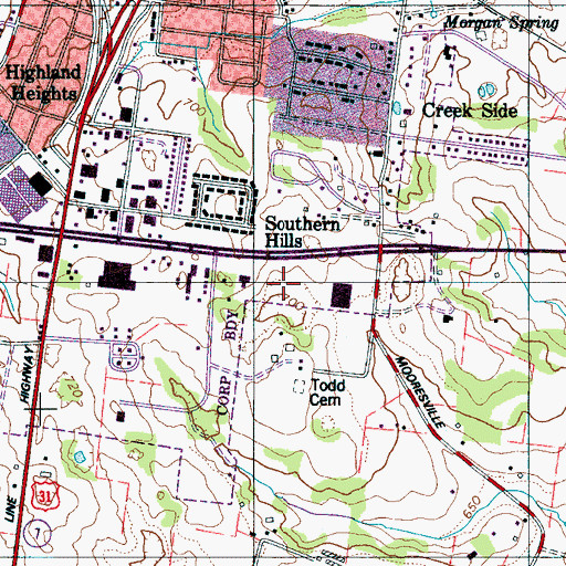 Topographic Map of First Call Ambulance Service Maury, TN