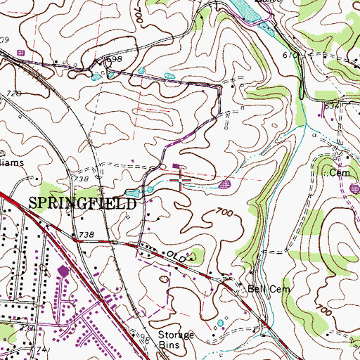 Topographic Map of First Call Ambulance Service, TN