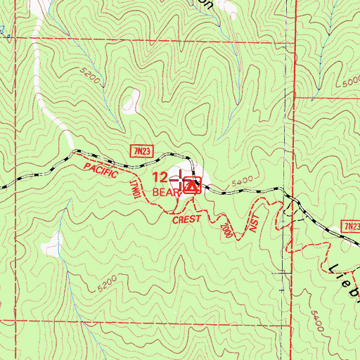 Topographic Map of Bear Gulch Camp, CA