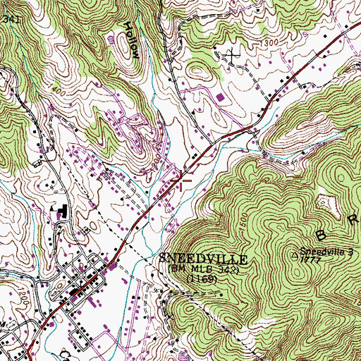 Topographic Map of Hancock County Ambulance Service, TN