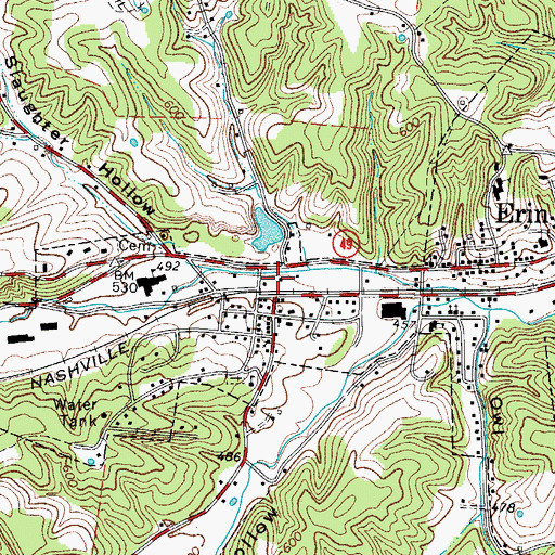 Topographic Map of Houston County Ambulance Service, TN