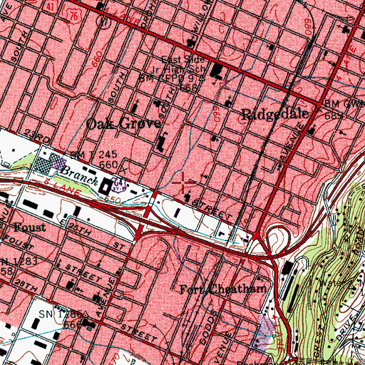 Topographic Map of Lifeguard Ambulance Service of Tennessee Chattanooga, TN