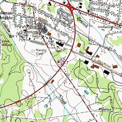 Topographic Map of Marshall County EMS, TN