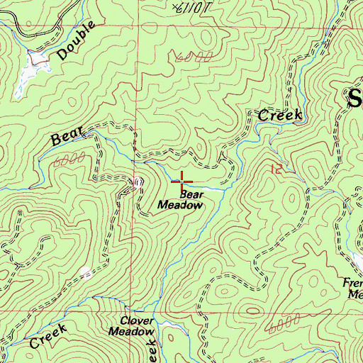 Topographic Map of Bear Meadow, CA