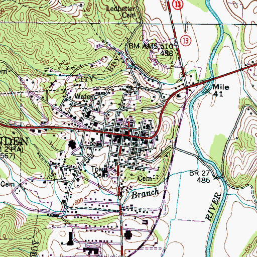 Topographic Map of Perry County EMS, TN