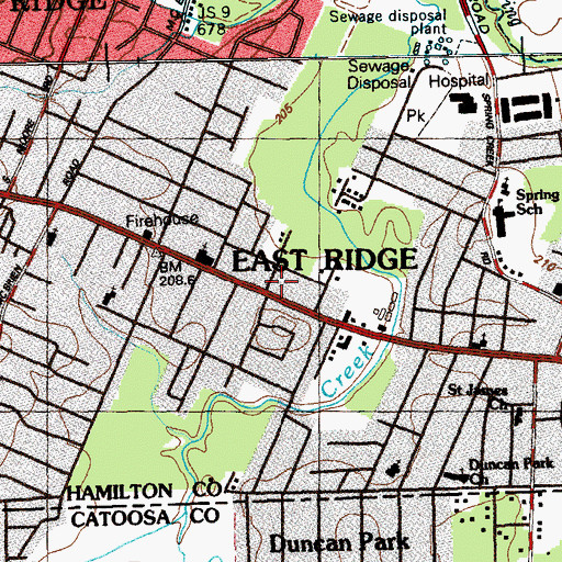 Topographic Map of Puckett EMS, TN