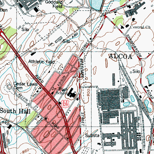 Topographic Map of Rural / Metro Ambulance Blount County, TN