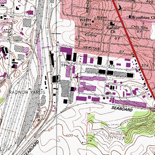 Topographic Map of Rural / Metro Ambulance Davidson County, TN