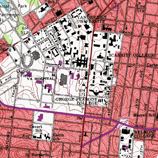 Topographic Map of Vanderbilt Lifeflight, TN